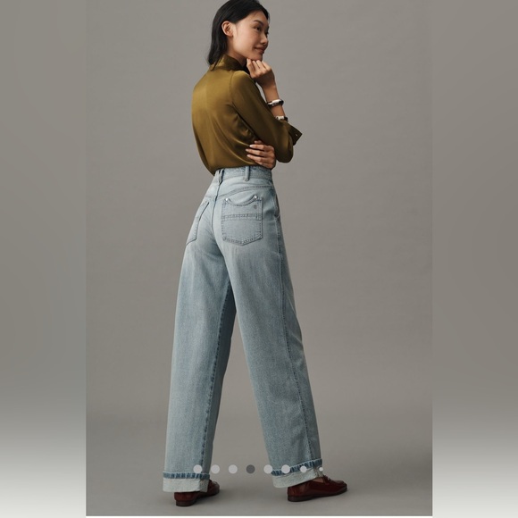 Pilcro Mason High-Rise relaxed gaucho ankle jeans Light Blue Wide Leg Sz.28 - Picture 4 of 10